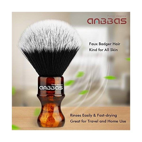 Anbbas Blaireau Rasage Avec Manche en Résine,Pur Poil,Badger Shaving,Qualité Supérieure,Bon Choix Pour Brosse Rasoir Blaireau