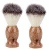 2Pcs Blaireau Cheveux Blaireau Faciale Barbe Nettoyage Appareil de Rasage Outil Rasoir Brosse avec Manche en Bois pour