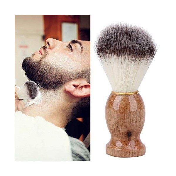 2Pcs Blaireau Cheveux Blaireau Faciale Barbe Nettoyage Appareil de Rasage Outil Rasoir Brosse avec Manche en Bois pour