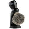 Anbbas Homme Blaireau de rasage poils de blaireau de grande qualité avec support de brosse Noir Noir 