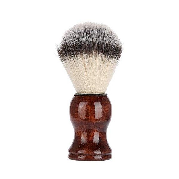 Brosse à Barbe Portable Pour Hommes, Brosse à Barbe à Manche En Bois Naturel, Brosse à Raser En Poils Synthétiques Doux Pour 