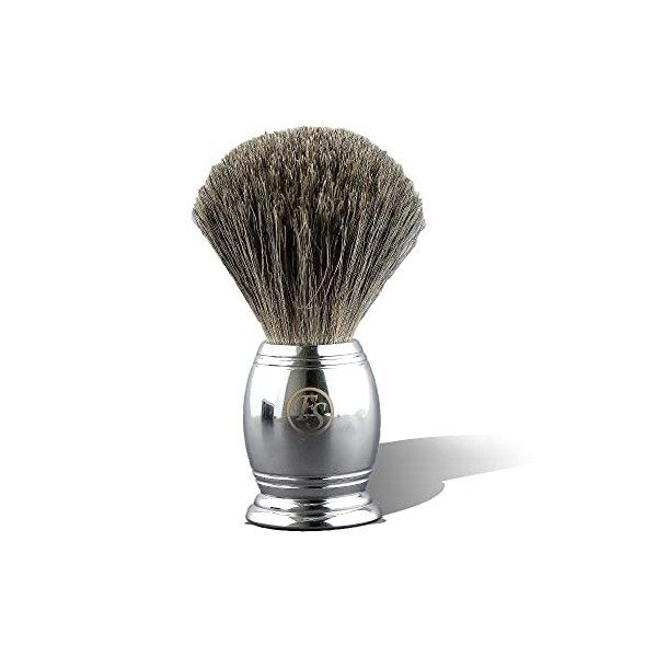 Frank Shaving Blaireau de rasage en métal chromé pur pour rasage personnel et professionnel nœud de 20 mm 