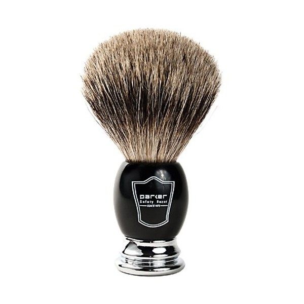 Parker Safety Razor Fait à la main Long Loft 100% Pure Badger Blaireau avec et poignée chromée - Pinceau support inclus Ivoir