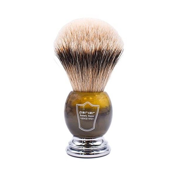 Parker Safety Razor 100% Silvertip Poils de Blaireau Corne Faux poignée Blaireau - Brosse Support fourni