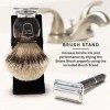 Parker Safety Razor 100% Silvertip Poils de Blaireau Corne Faux poignée Blaireau - Brosse Support fourni