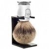 Parker Safety Razor 100% Silvertip Soies Blaireau Poignée Chrome et sans Blaireau Pied Brosse à raser