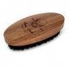 Menesia Brosse à barbe en poils de sanglier pour homme, petite brosse à barbe douce en bois de noyer noir, brosse à moustache