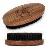 Menesia Brosse à barbe en poils de sanglier pour homme, petite brosse à barbe douce en bois de noyer noir, brosse à moustache