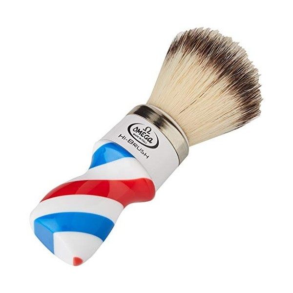 Omega 46806 - Pinceau de Barbe en fibre Hi-Brush, Bleu, Fruité