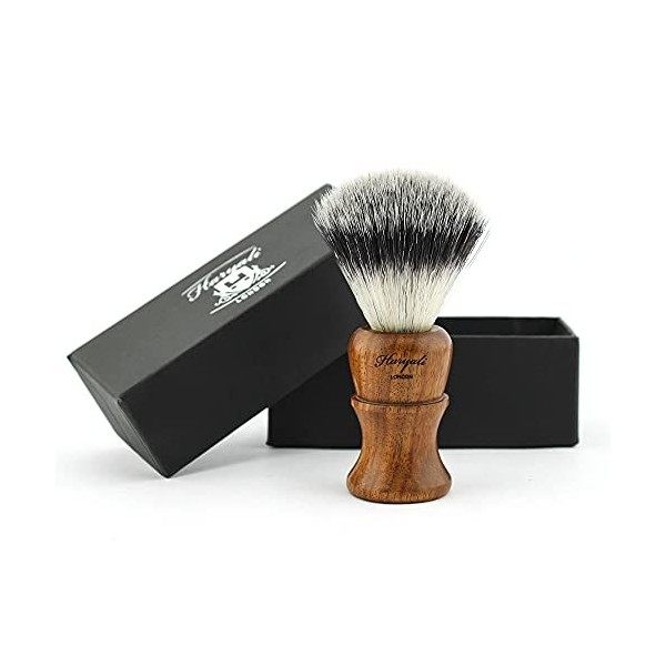 Haryali London Tout Nouveau - Blaireau Êtes Cheveux Synthétiques Brosse de Rasage - Rose en Bois Brosse