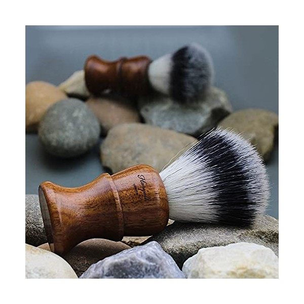 Haryali London Tout Nouveau - Blaireau Êtes Cheveux Synthétiques Brosse de Rasage - Rose en Bois Brosse