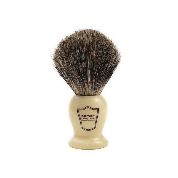 Parker Safety Razor 100% pur blaireau Épine classique Poignée Blaireau - Brosse Support fourni Ivoire