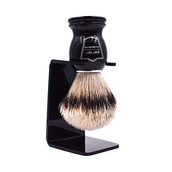 Parker Safety Razor 100% Silvertip Blaireau soies Handle - Brosse Support fourni Noir