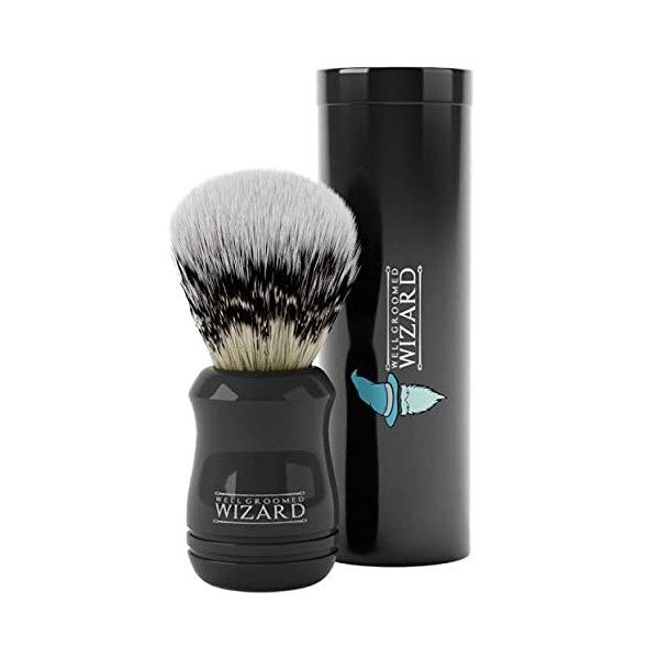 Well Groomed Wizard Blaireau Rasage Synthetique pour Homme | Brosse Rasage Vegan