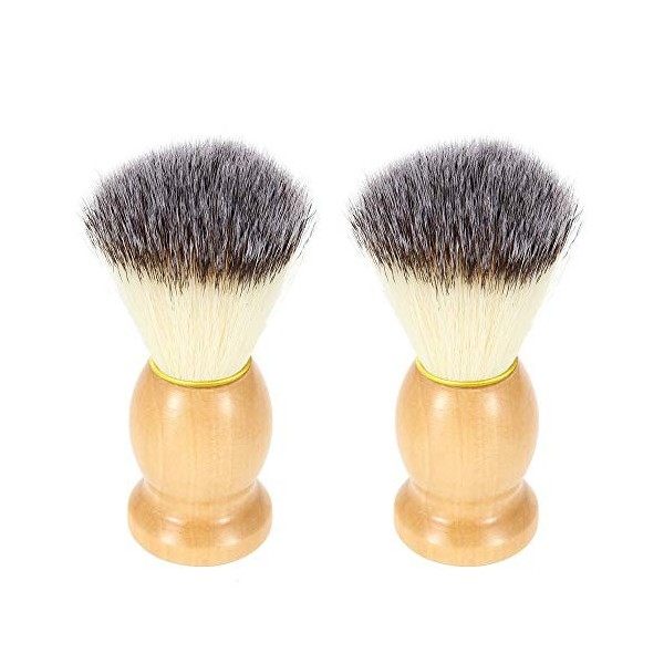 DaKuan Lot de 2 blaireaux de rasage avec manche en bois pour homme