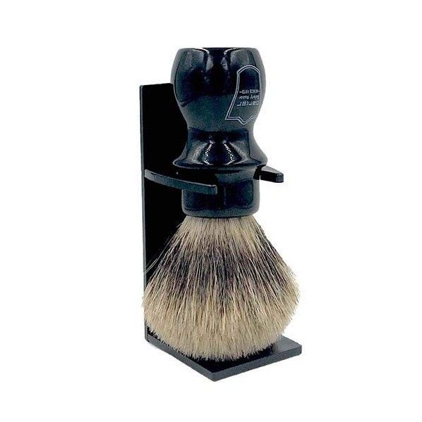 Parker Safety Razor Main de luxe Tasse Blaireau - 100% Pure Badger Brosse - Support fourni Noir