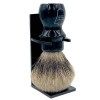 Parker Safety Razor Main de luxe Tasse Blaireau - 100% Pure Badger Brosse - Support fourni Noir