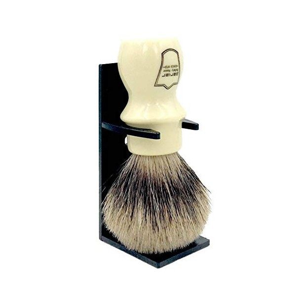 Parker Safety Razor Main de luxe Tasse Blaireau - 100% Pure Badger Brosse - Support fourni Noir