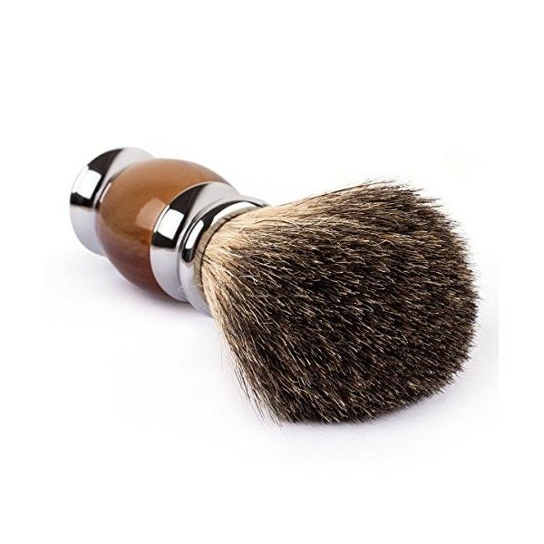 QSHAVE Brosse Blaireau de Rasage 100% Poils de Blaireaus Véritable et Purs Fait à Main avec Manche en Résine Plastique. Le ch