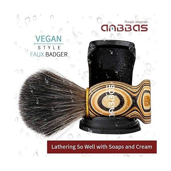 Anbbas Blaireau de rasage en faux blaireau avec support de brosse, 3IN1 set de rasage pour homme