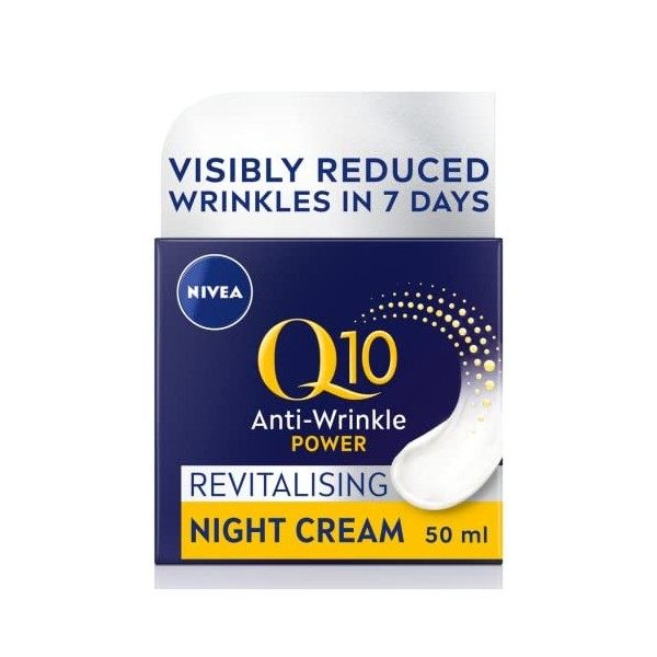 NIVEA Q10 Power Crème de nuit raffermissante anti-âge + créatine & Q10 hydratant nuit pour femme Réduit lapparence des rides ...