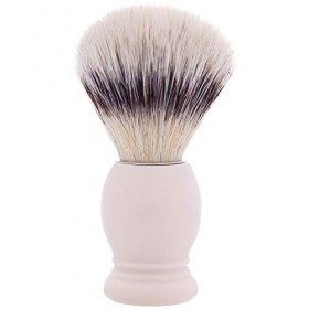 Plisson - Blaireau de Rasage Classique, Blaireau Synthétique Fibre Blanche de Haute Qualité - Manche Ivoire - Taille 12 Stand