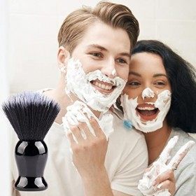 Onlynery Blaireau De Rasage pour lhomme, Blaireau Naturelle, Noir Poignée,Cest Accessoire Complet pour Brosse À Barbe D lh