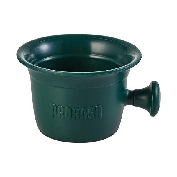 Proraso | Bol de rasage professionnel avec poignée – Bol à raser pour savon à barbe – Récipient traditionnel de 300 ml vert f