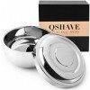 QSHAVE Bol de mousse Rasage à Savon en Acier Inoxydable avec Couvercle , Bowl Tasse de Rasage , 4 Pouces Diamètre , Taille Pr