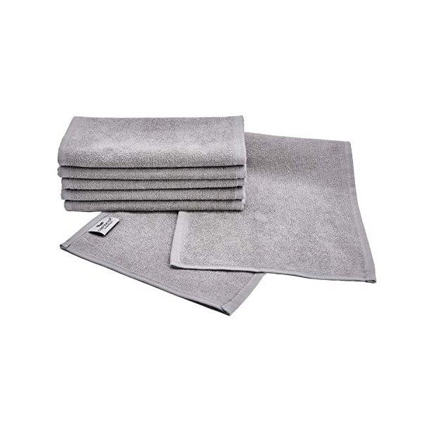 Carenesse Serviette de rasage, Lot de 6, rasage Préparation comme le Barbier, Serviette de barbier, coton, 22 x 70 cm, gris