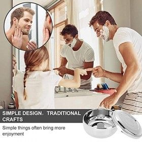 Bol à raser en acier inoxydable Bol pour savon à raser avec couvercle pour blaireau de rasage en acier inoxydable Bol à raser