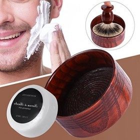 Bol de Savon à Raser pour Hommes, Bol de mousse de savon à barbe Chêne Naturel en Bois Rasage Tasse de Savon Rasoir Rasoir Ne