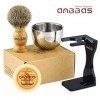 Anbbas Set Rasage Hommes Badger Kits Hair Brush + Razor Stand + Bol à Acier/Tasse + Savon …