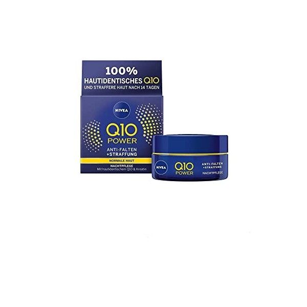 NIVEA Q10 Soin de nuit régénérant anti-rides 50 ml , soin du visage raffermissant pour tous les types de peau, crème de nuit