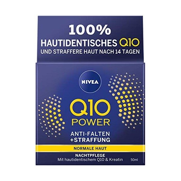 NIVEA Q10 Soin de nuit régénérant anti-rides 50 ml , soin du visage raffermissant pour tous les types de peau, crème de nuit