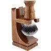 YNR Support de brosse de rasage en bois finition noyer pour rasoir de sécurité et brosse de rasage avec base large