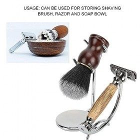 Agatige Support pour Rasoir et Brosse, Support de Blaireau en Acier Inoxydable Blaireau Rasage Support de Rasoir Manuel en Ba