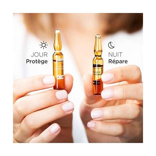 ISDIN Isdinceutics Pack jour et nuit Flavo-C Ultraglican + Flavo-C Melatonin 10 + 10 x flacons simples | Soin Réparateur An C...