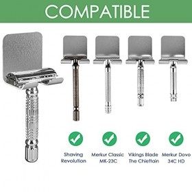 Linkidea Lot de 2 supports muraux de rasoir de sécurité pour douche, auto-adhésifs, crochets de fixation muraux, compatibles 