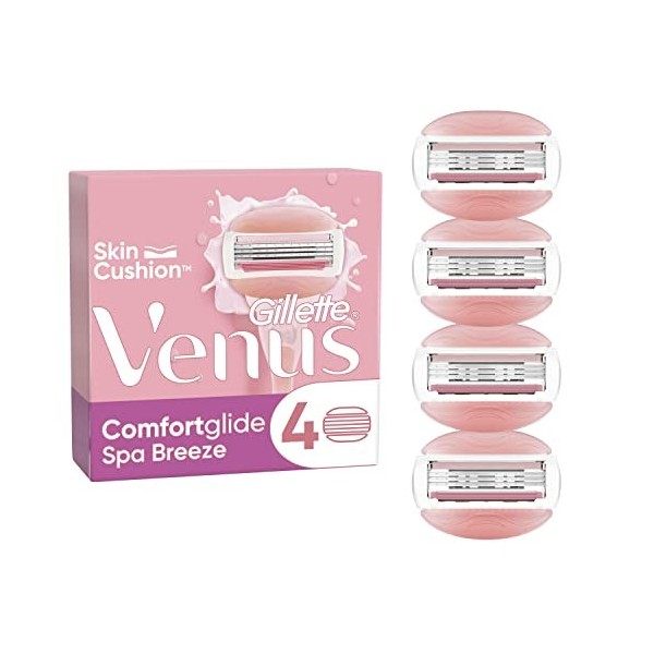Gillette Venus Comfortglide Breeze, Lames de Rasoir Femme, Spa Breeze, Rasage de Près en Douceur, 4 Lames de Recharges [OFFIC