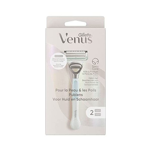 Gillette Venus Pour La Peau Et Les Poils Pubiens, Rasoir Pour Femme - 2 Lames, Aide À Protéger La Zone Sensible Du Maillot Du