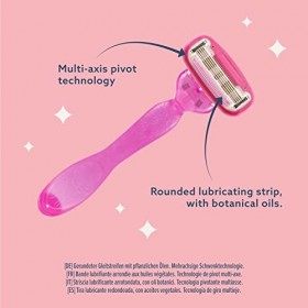 by Amazon Lot de 3 recharges + rasoir à 5 lames avec manche à pivot multiaxe pour femme précédemment marque Solimo 