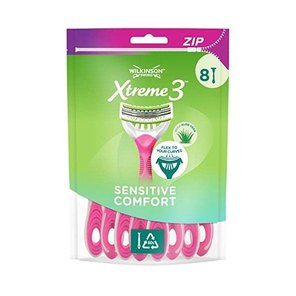 Wilkinson Sword - Xtreme 3 Beauty Sensitive - Rasoirs jetables féminins - Pack de 8