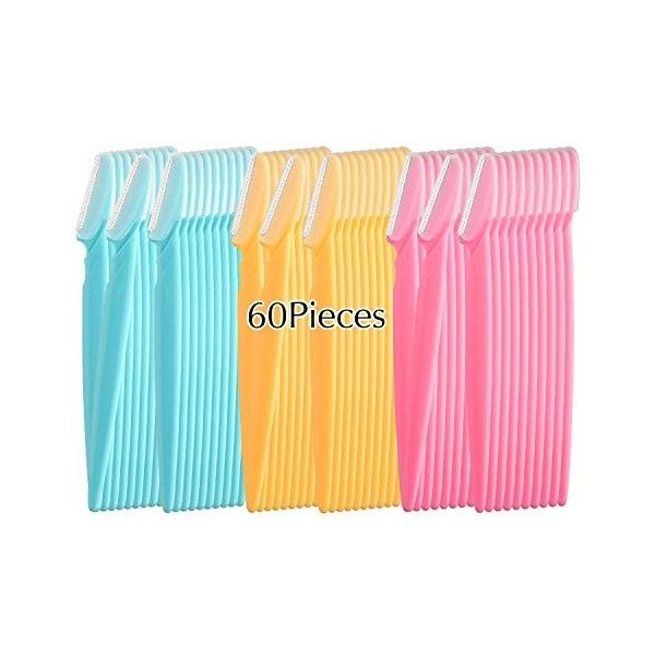 FEPITO 60 Pièces Rasoirs à Sourcils Rasoir Visage pour Femmes et Hommes Visage Détachants De Cheveux