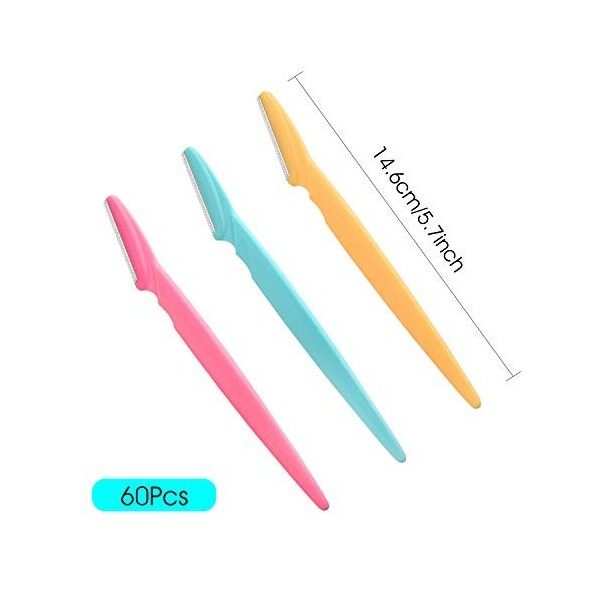 FEPITO 60 Pièces Rasoirs à Sourcils Rasoir Visage pour Femmes et Hommes Visage Détachants De Cheveux