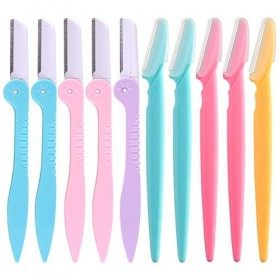 FEPITO 10 Pièces Rasoirs à Sourcils Rasoir Visage pour Femmes et Hommes Visage Détachants De Cheveux, 5 Pièces Masques pour S