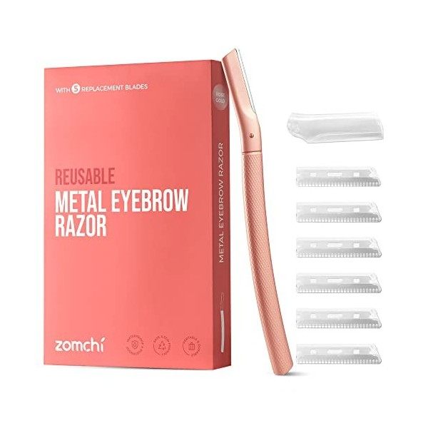 ZOMCHI Rasoir à sourcils - Rasoir Facial - Rasoir Visage Femme - Rasoir dermaplaning visage - Rasoir sourcil avec 6 lames - O