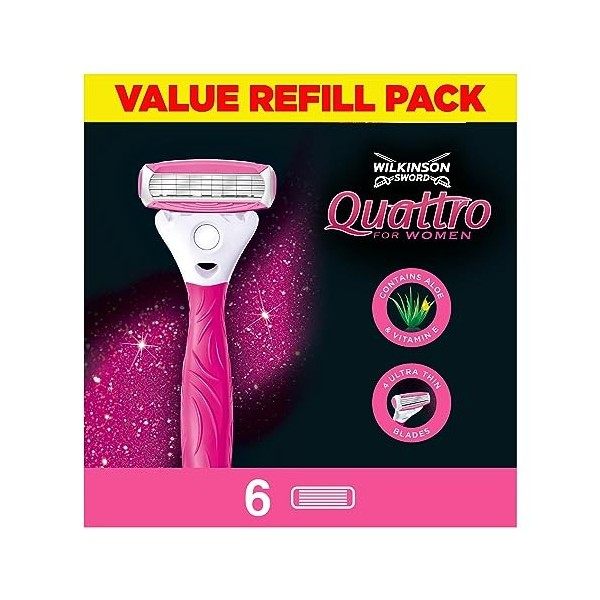 Wilkinson Sword lames de rasoir Wilkinson Sword Quattro pour Femmes - Pack de 6