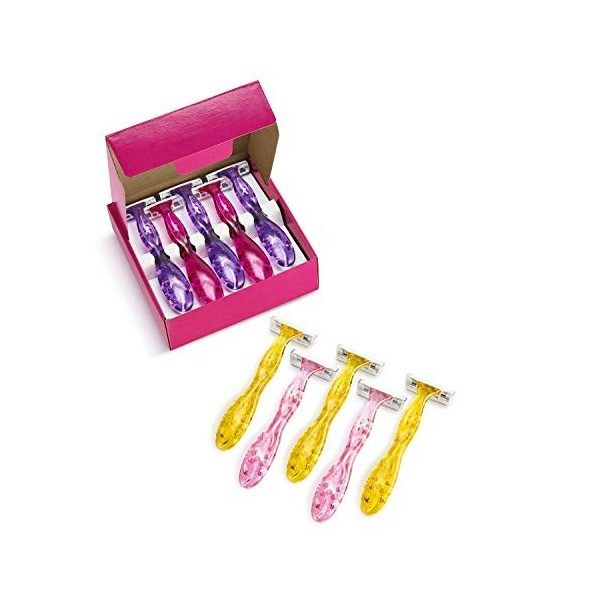 BIC Miss Soleil Colour Collection Rasoirs jetables pour Femmes 3 Lames - Couleurs Assorties - Boîte de 10