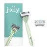 Jolly Rasoir Femme + 2 Lames de Rasoir Femme avec Manche Super Grip, Bande Lubrifiante et Rasage Ultra-Confortable, Couleur R